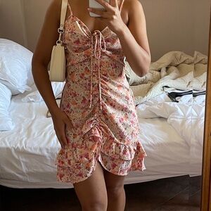 Simons Floral Mini Dress - Pink and Orange